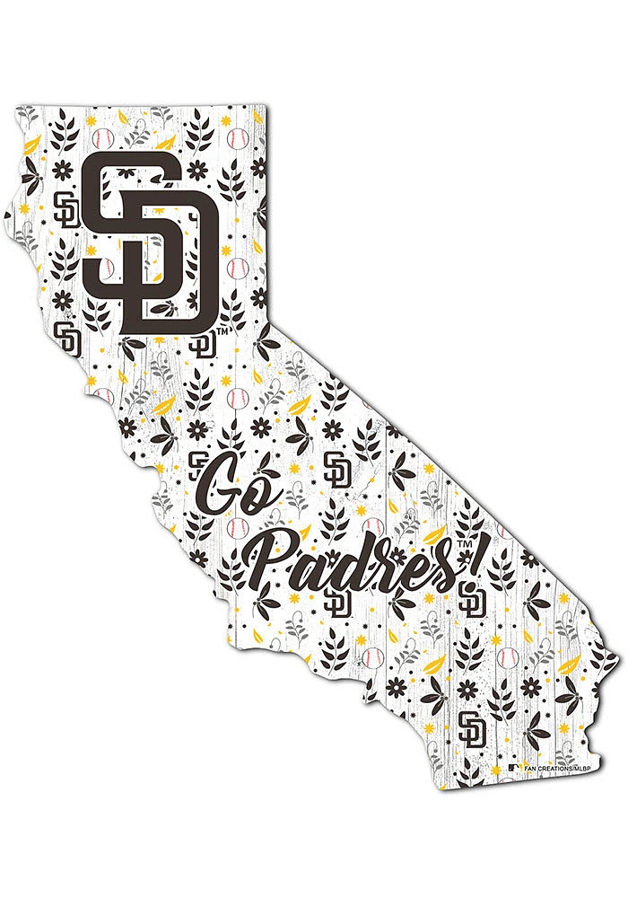 San Diego Padres 24 Inch Floral State Wall Art