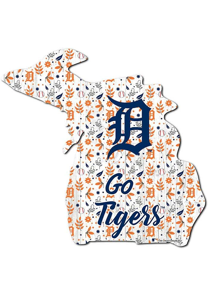 Detroit Tigers 24 Inch Floral State Wall Art