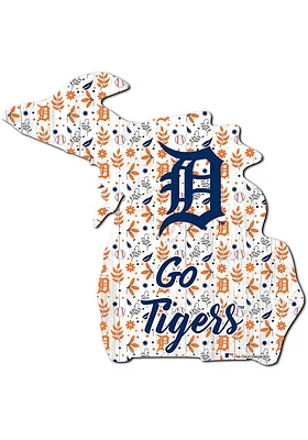 Detroit Tigers 24 Inch Floral State Wall Art