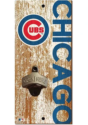 Chicago Cubs Distressed Bottle Opener Sign