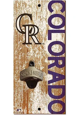 Colorado Rockies Distressed Bottle Opener Sign