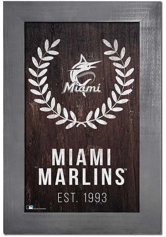 Miami Marlins Laurel Wreath Frame Sign