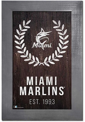 Miami Marlins Laurel Wreath Frame Sign