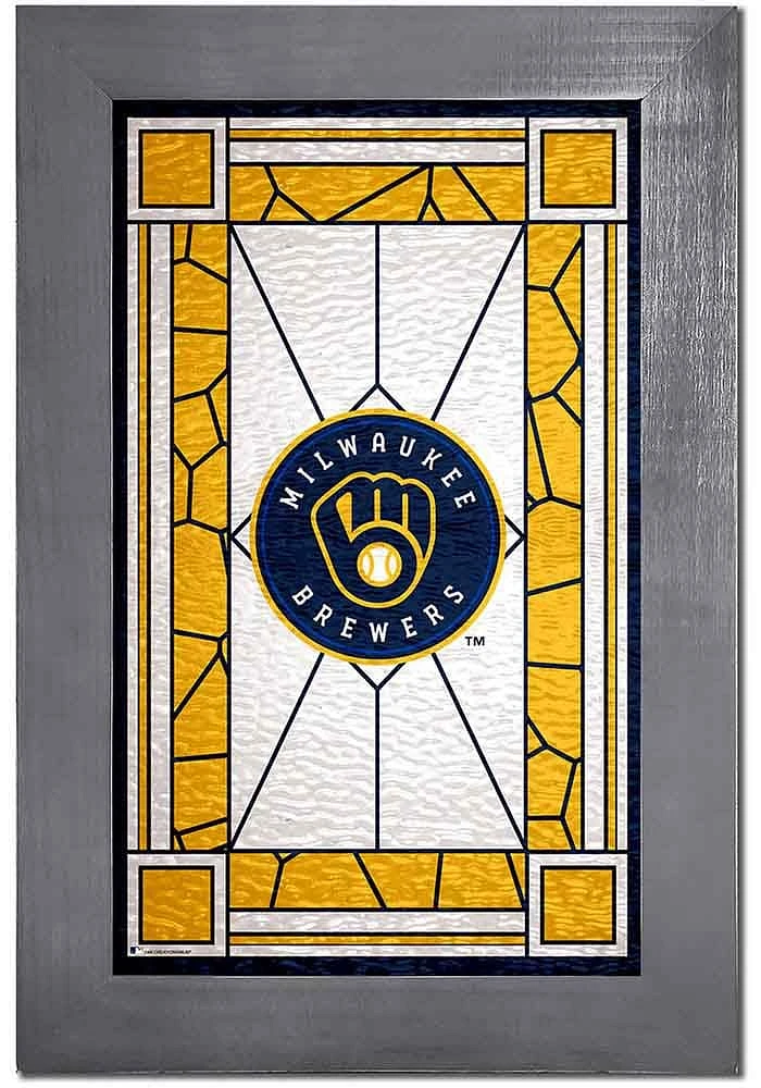 Milwaukee Brewers Stained Glass Frame Sign