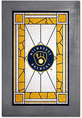 Milwaukee Brewers Stained Glass Frame Sign