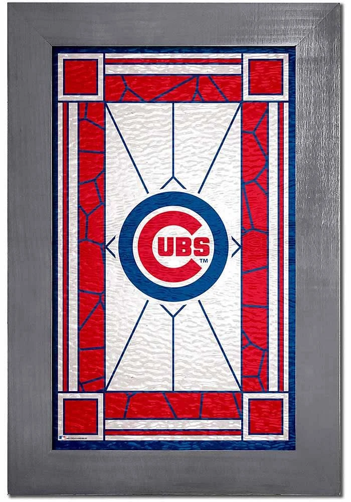 Chicago Cubs Stained Glass Frame Sign
