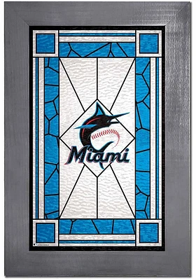 Miami Marlins Stained Glass Frame Sign