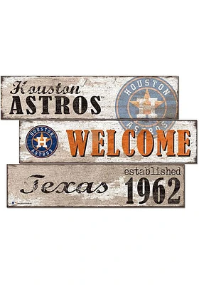 Houston Astros Welcome 3 Plank Sign