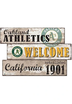 Oakland Athletics Welcome 3 Plank Sign