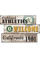 Oakland Athletics Welcome 3 Plank Sign
