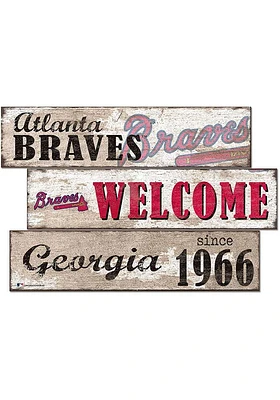 Atlanta Braves Welcome 3 Plank Sign