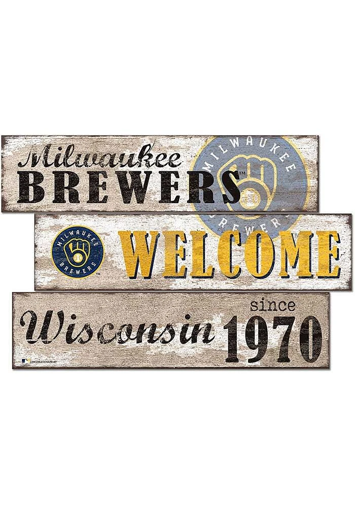 Milwaukee Brewers Welcome 3 Plank Sign