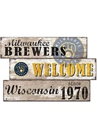 Milwaukee Brewers Welcome 3 Plank Sign