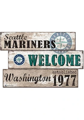 Seattle Mariners Welcome 3 Plank Sign