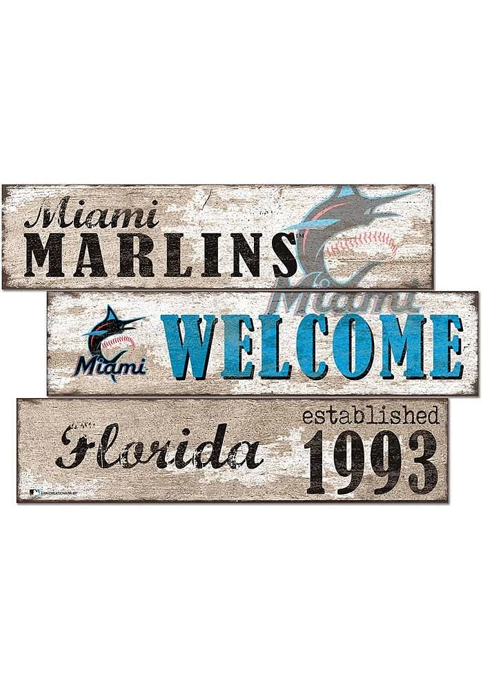 Miami Marlins Welcome 3 Plank Sign