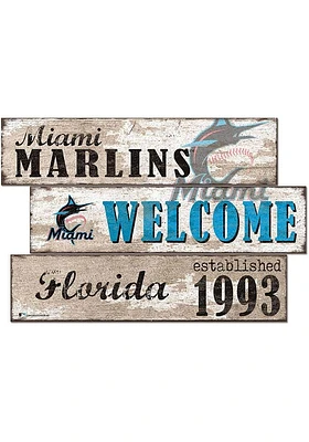 Miami Marlins Welcome 3 Plank Sign