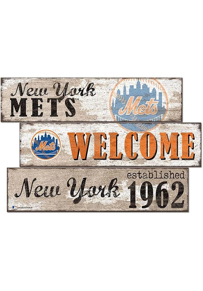 New York Mets Welcome 3 Plank Sign