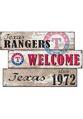 Texas Rangers Welcome 3 Plank Sign