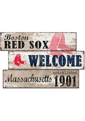 Boston Red Sox Welcome 3 Plank Sign
