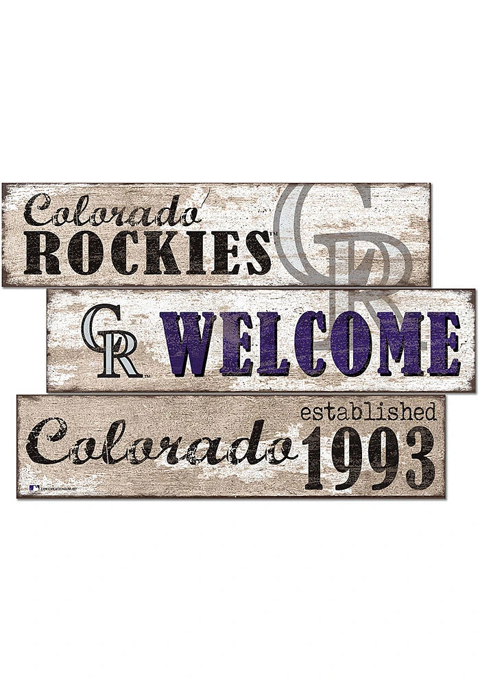 Colorado Rockies Welcome 3 Plank Sign