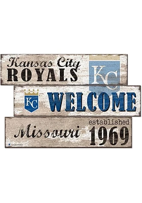 Kansas City Royals Welcome 3 Plank Sign - Blue