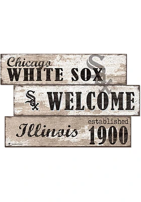Chicago White Sox Welcome 3 Plank Sign