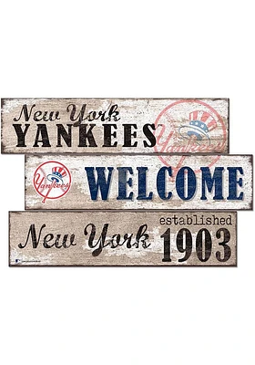 New York Yankees Welcome 3 Plank Sign