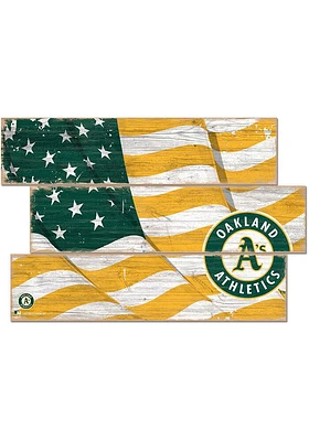 Oakland Athletics Flag 3 Plank Sign