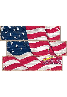 St Louis Cardinals Flag 3 Plank Sign