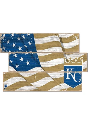 Kansas City Royals Flag 3 Plank Sign - Blue