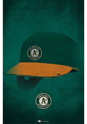 Oakland Athletics Ghost Helmet 17x26 Sign