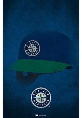 Seattle Mariners Ghost Helmet 17x26 Sign