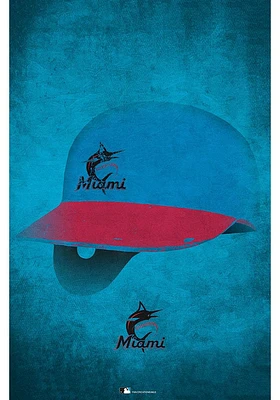 Miami Marlins Ghost Helmet 17x26 Sign
