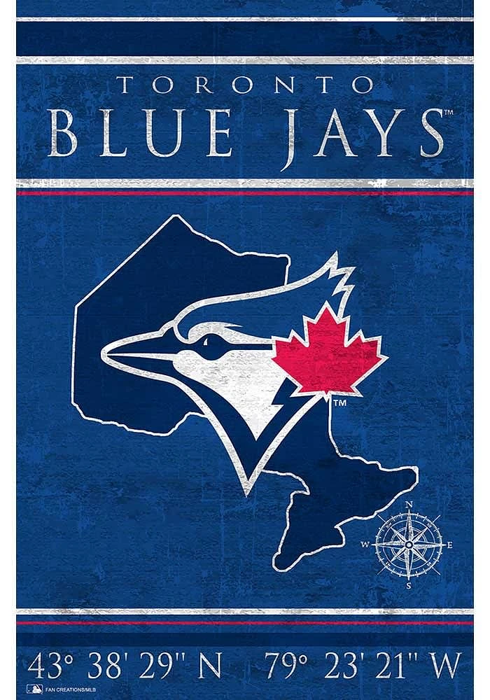 Toronto Blue Jays Coordinates 17x26 Sign
