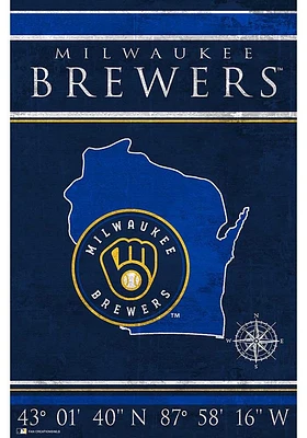 Milwaukee Brewers Coordinates 17x26 Sign