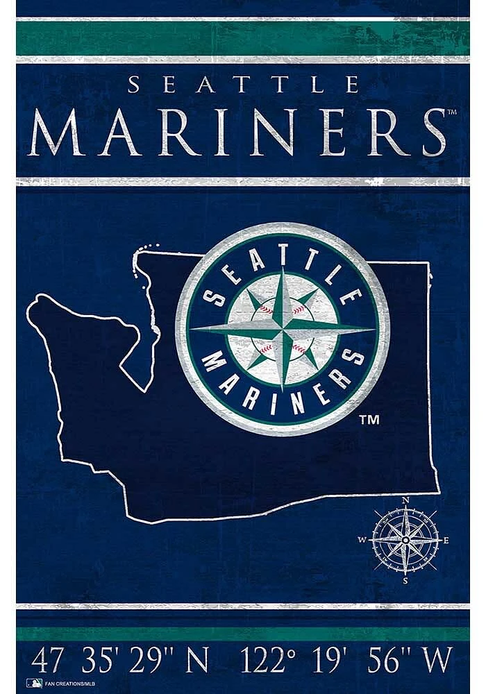 Seattle Mariners Coordinates 17x26 Sign