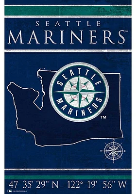 Seattle Mariners Coordinates 17x26 Sign