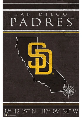 San Diego Padres Coordinates 17x26 Sign