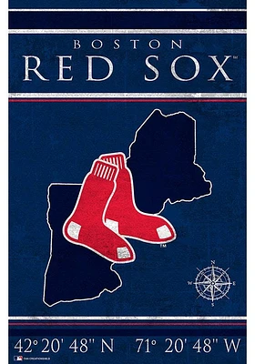 Boston Red Sox Coordinates 17x26 Sign