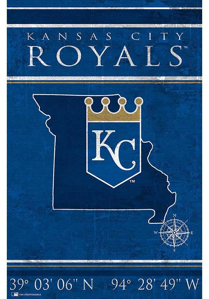 Kansas City Royals Coordinates 17x26 Sign - Blue