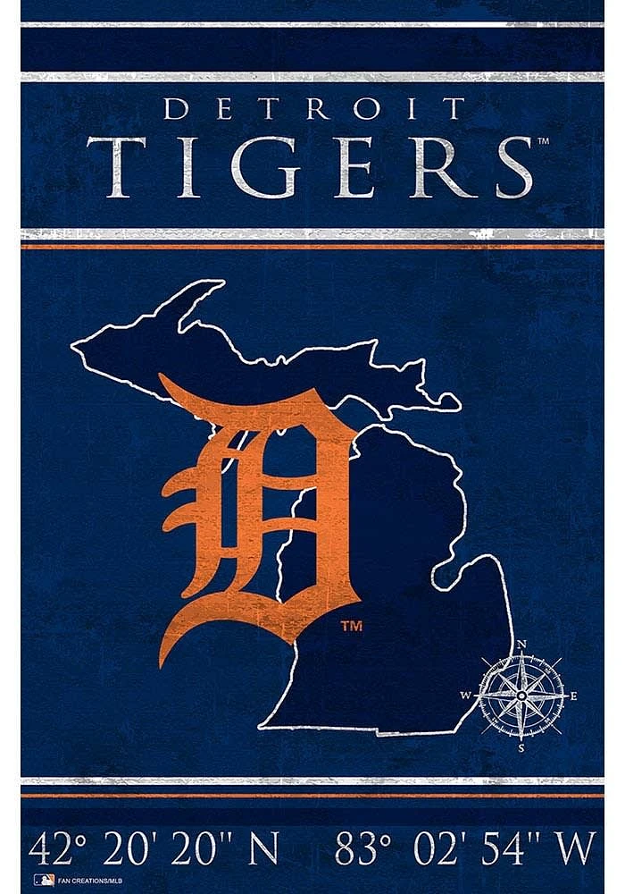 Detroit Tigers Coordinates 17x26 Sign