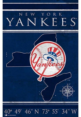 New York Yankees Coordinates 17x26 Sign