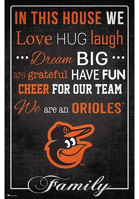 Baltimore Orioles In This House 17x26 Sign