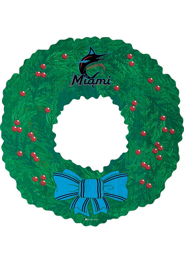 Miami Marlins Team Wreath 16 Inch Sign