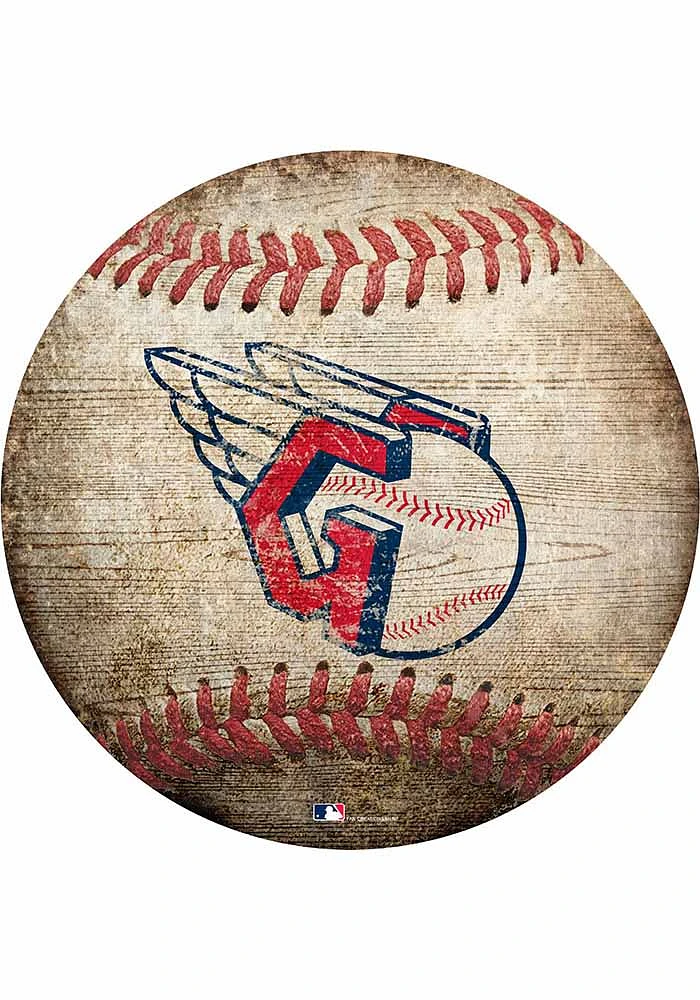 Cleveland Guardians Baseball Shaped Sign