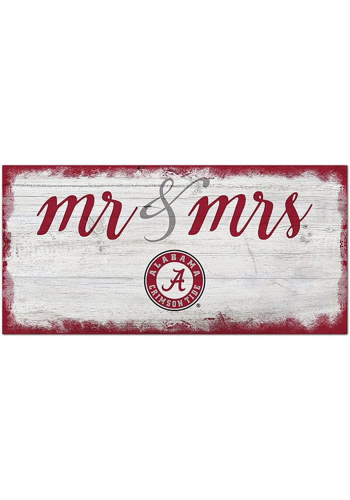 Alabama Crimson Tide Script Mr and Mrs Sign