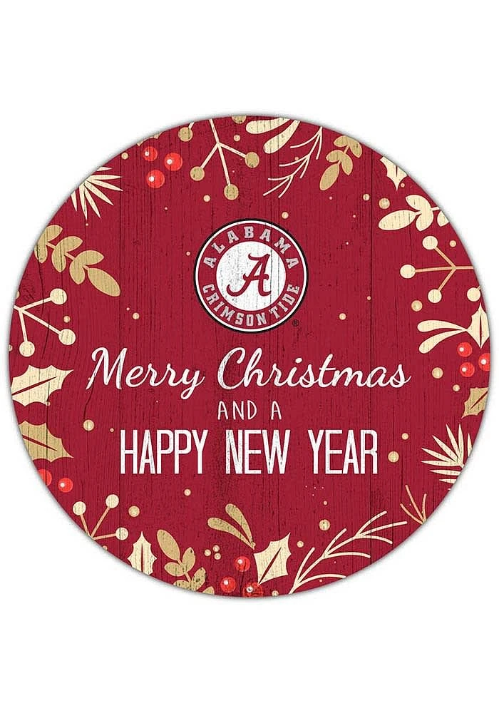 Alabama Crimson Tide Merry Christmas and New Year Circle Sign