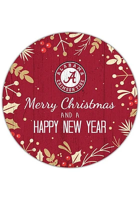 Alabama Crimson Tide Merry Christmas and New Year Circle Sign