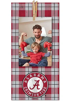 Alabama Crimson Tide Plaid Clothespin Sign