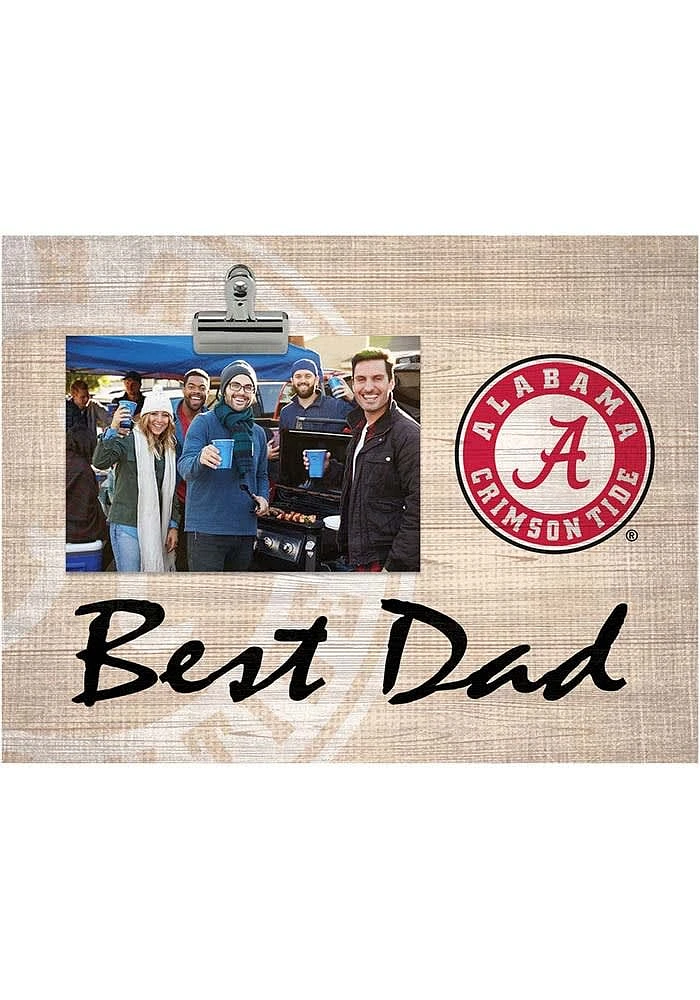 Alabama Crimson Tide Best Dad Burlap Clip Picture Frame - Red